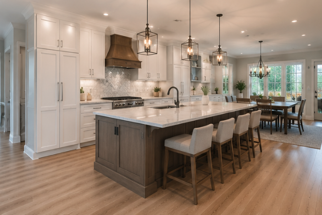 Kitchen with island and new layout