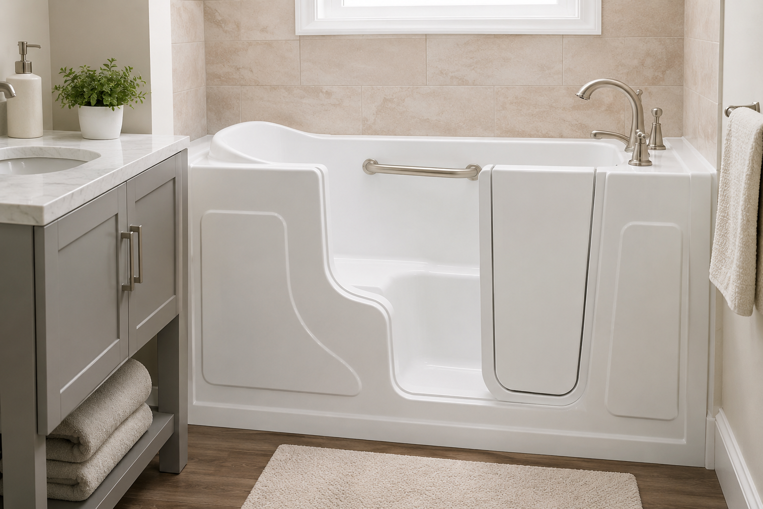 Soaker walk-in safety tub